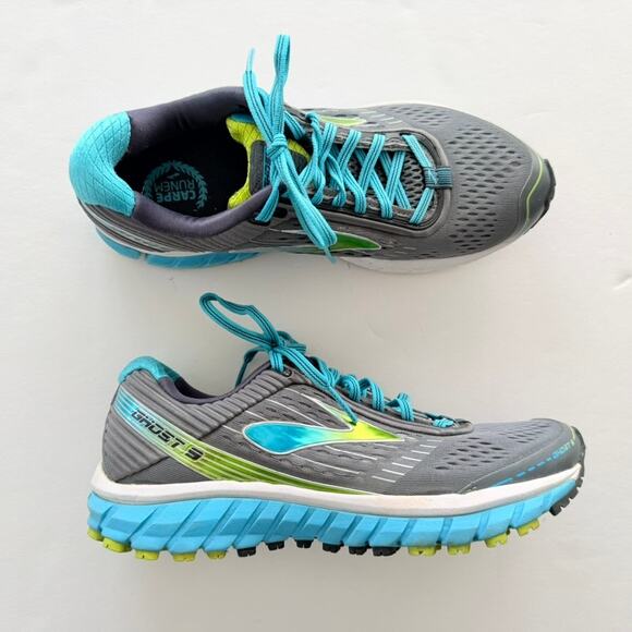 Brooks Ghost 9 Periwinkle Blue Teal Size 8.5 Knit Run Gym Walk Comfort Worn 2X - Picture 1 of 7